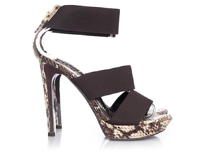 Fendi, Python sandal with elastic straps Brown - view 4