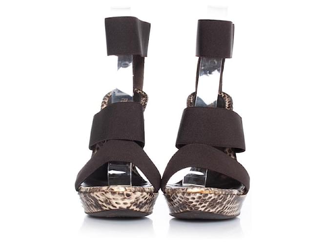 Fendi, Python sandal with elastic straps Brown - view 5