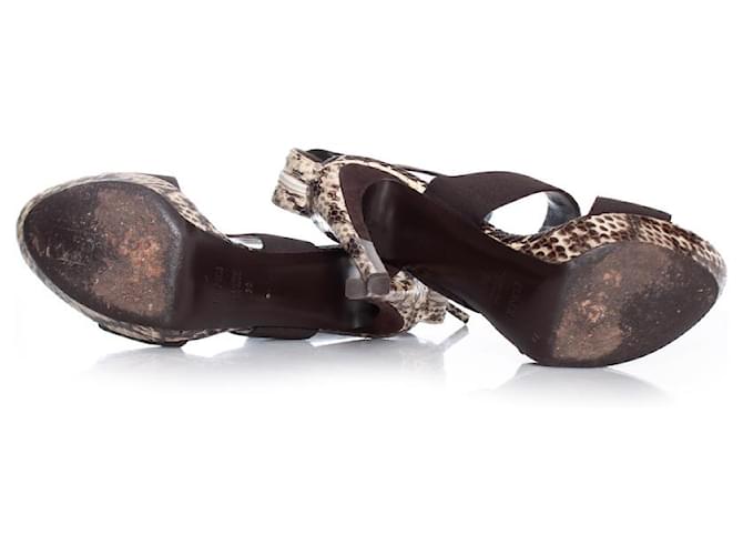 Fendi, Python sandal with elastic straps Brown - view 7