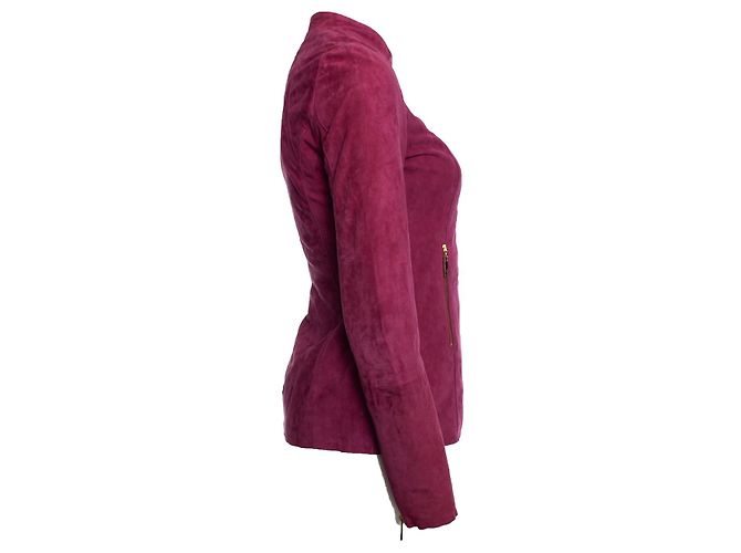Autre Marque Zenzero, giacca biker in camoscio Rosa - vista 3