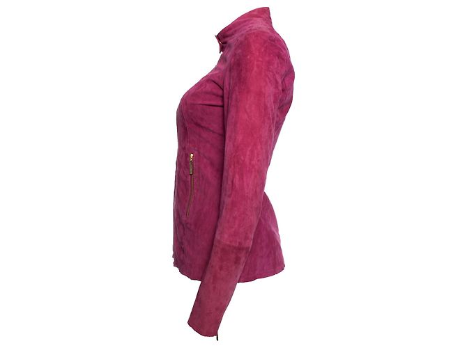 Autre Marque Zenzero, giacca biker in camoscio Rosa - vista 4