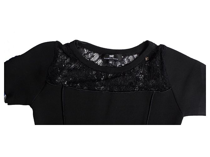 Elisabetta Franchi, Schwarzes Kleid mit Spitze - Ansicht 5