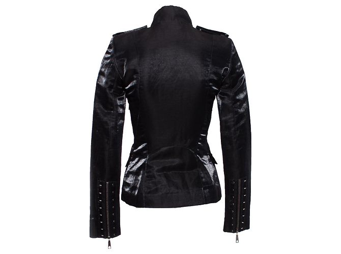 Barbara Bui, Schwarze glänzende Militärjacke - Ansicht 2