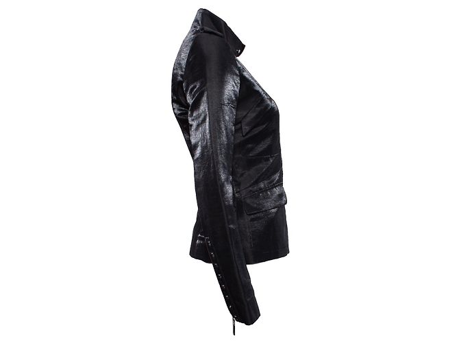 Barbara Bui, Schwarze glänzende Militärjacke - Ansicht 3