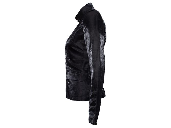 Barbara Bui, Schwarze glänzende Militärjacke - Ansicht 4