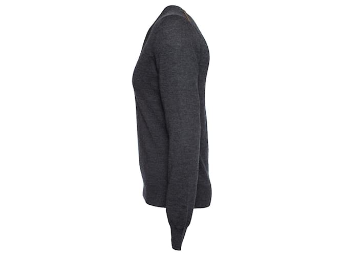 DOLCE & GABBANA, Grauer Wollpullover mit V-Ausschnitt - Ansicht 4