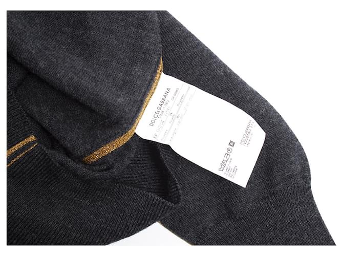DOLCE & GABBANA, Grauer Wollpullover mit V-Ausschnitt - Ansicht 5