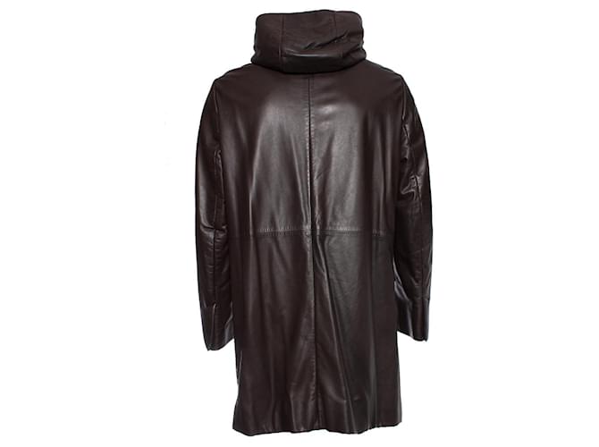 Prada, Parka de piel con capucha marrón Castaño Verde - vista 2