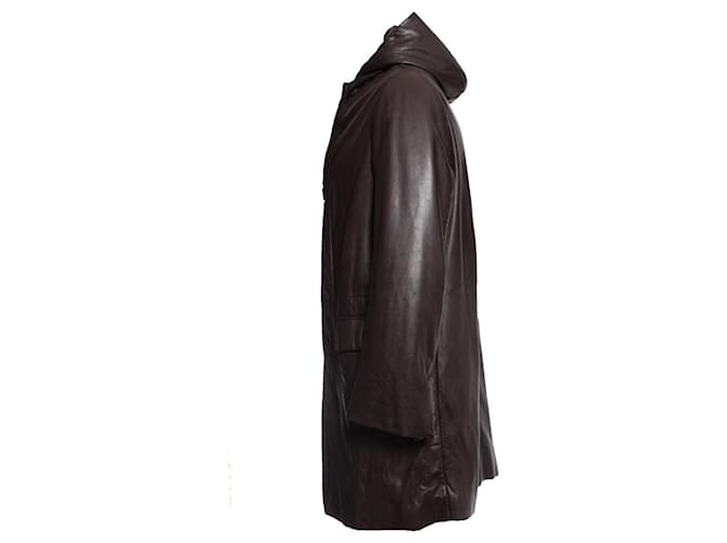 Prada, Parka de piel con capucha marrón Castaño Verde - vista 4