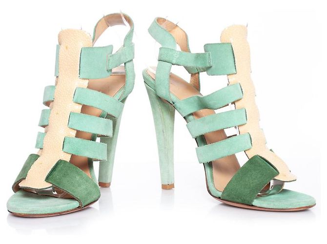 Balenciaga, Gladiator-Sandalen aus Rochenleder Grün - Ansicht 3