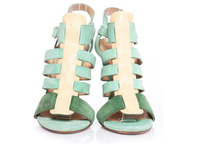 Balenciaga, Gladiator-Sandalen aus Rochenleder Grün - Ansicht 4