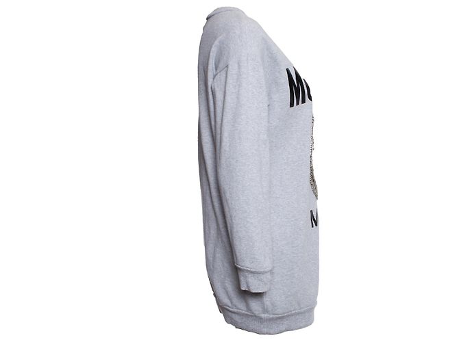 Moschino, Grauer Pullover mit Sicherheitsnadeln. - Ansicht 3