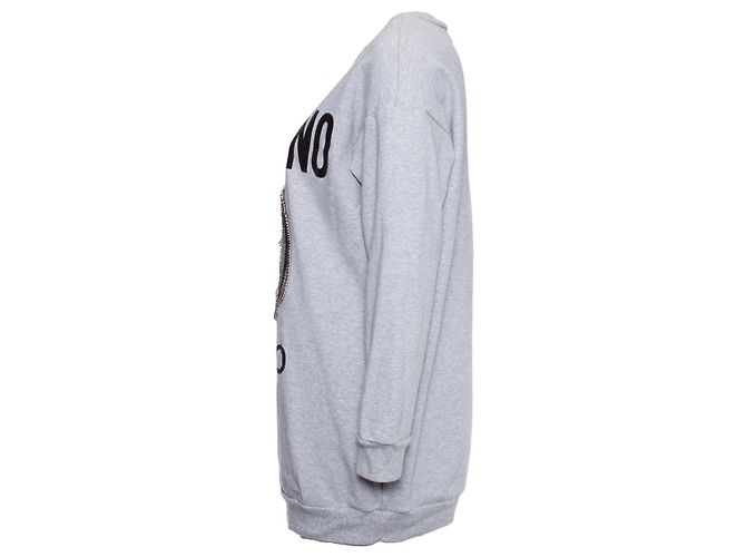 Moschino, Grauer Pullover mit Sicherheitsnadeln. - Ansicht 4