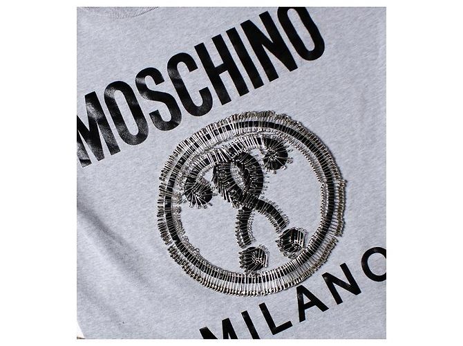 Moschino, Grauer Pullover mit Sicherheitsnadeln. - Ansicht 5