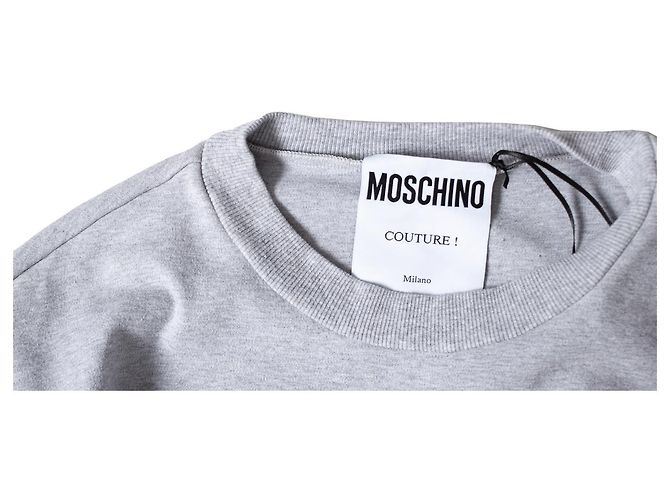 Moschino, Grauer Pullover mit Sicherheitsnadeln. - Ansicht 6