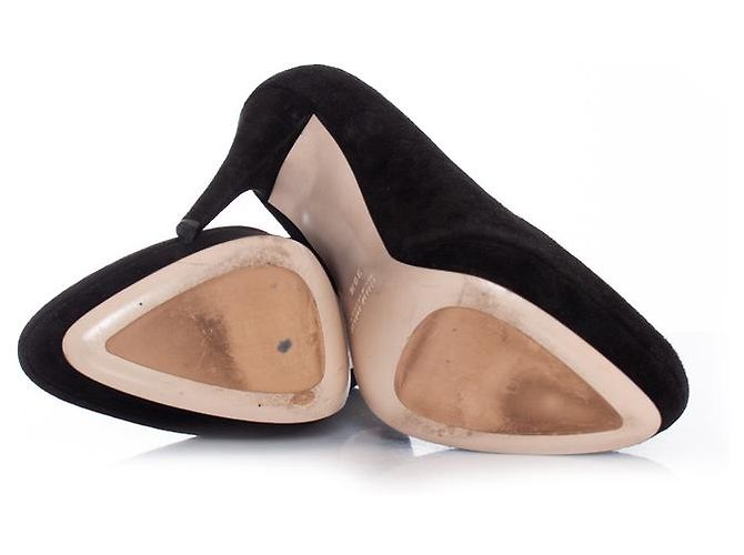 miu miu, Décolleté con plateau in camoscio nero. - vista 7