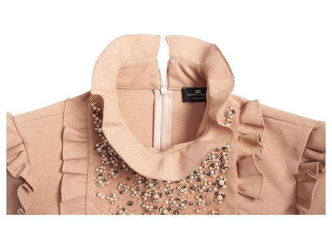 Elisabetta Franchi, Kleid mit Perlen und Perlen. Pink - Ansicht 6