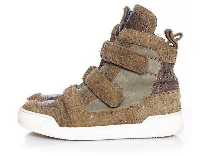 balmain, Sneaker alte in pelle scamosciata spazzolata Verde - vista 2