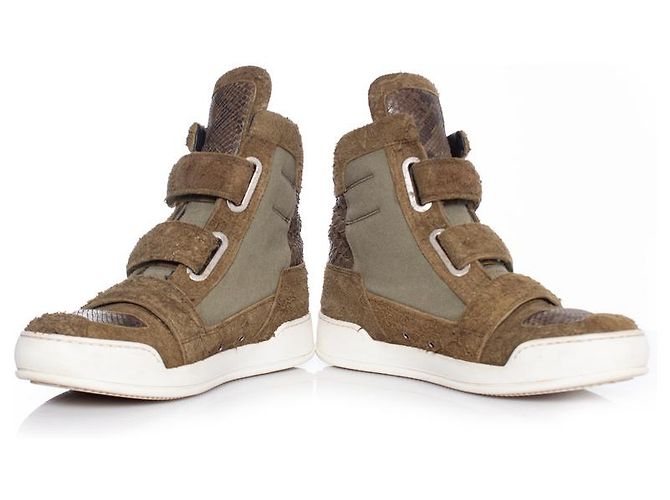 balmain, Sneaker alte in pelle scamosciata spazzolata Verde - vista 3