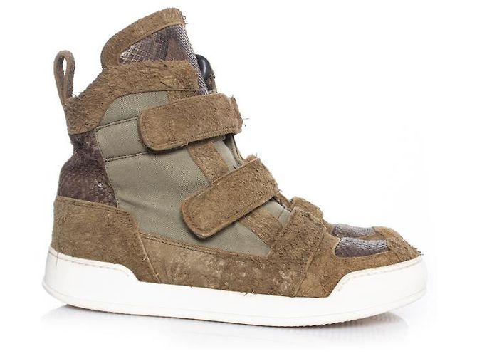 balmain, Sneaker alte in pelle scamosciata spazzolata Verde - vista 5