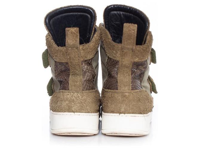 balmain, Sneaker alte in pelle scamosciata spazzolata Verde - vista 6