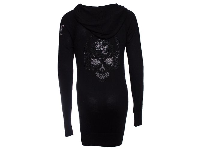 Autre Marque Caxemira Rebelde, Vestido suéter com capuz e caveira Preto - vista 2