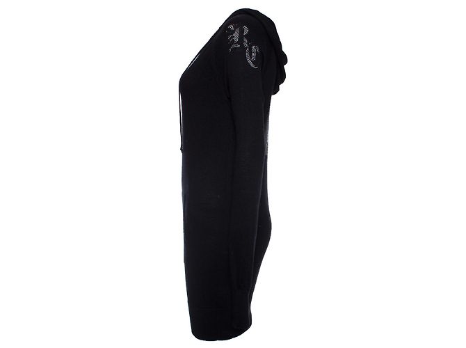 Autre Marque Caxemira Rebelde, Vestido suéter com capuz e caveira Preto - vista 3