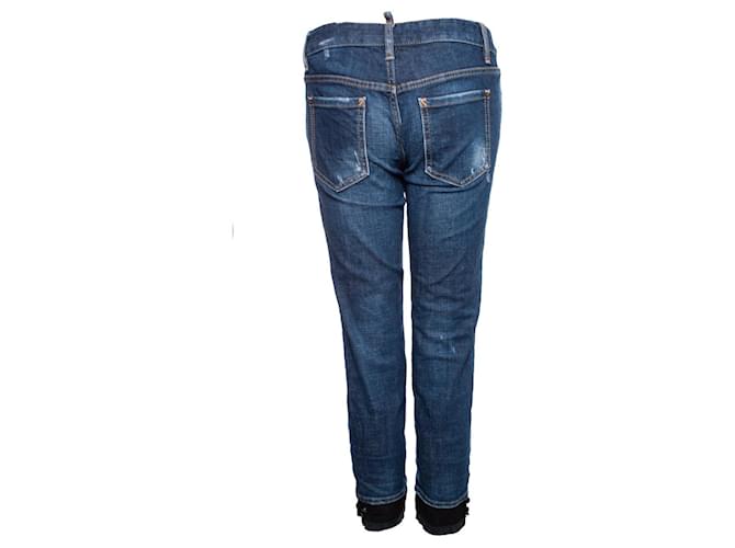 Dsquared2, jeans azules con ribete de encaje. - vista 2