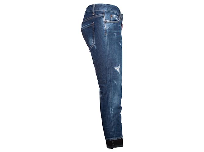 Dsquared2, jeans azules con ribete de encaje. - vista 3