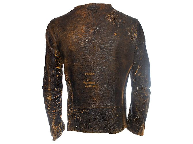 Autre Marque Ein Solo-Mondo, Distressed-Lederjacke Braun Gelb - Ansicht 2