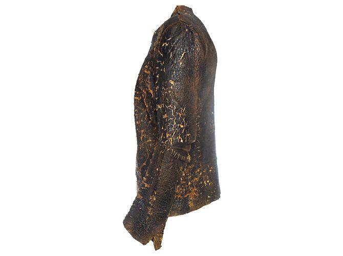 Autre Marque Ein Solo-Mondo, Distressed-Lederjacke Braun Gelb - Ansicht 4