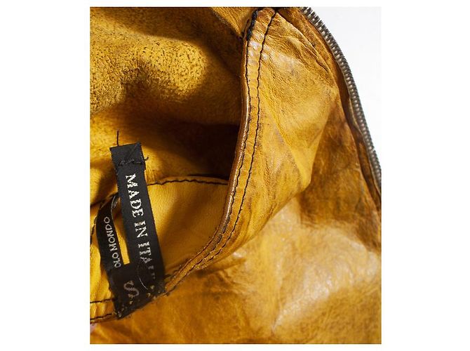 Autre Marque Ein Solo-Mondo, Distressed-Lederjacke Braun Gelb - Ansicht 5