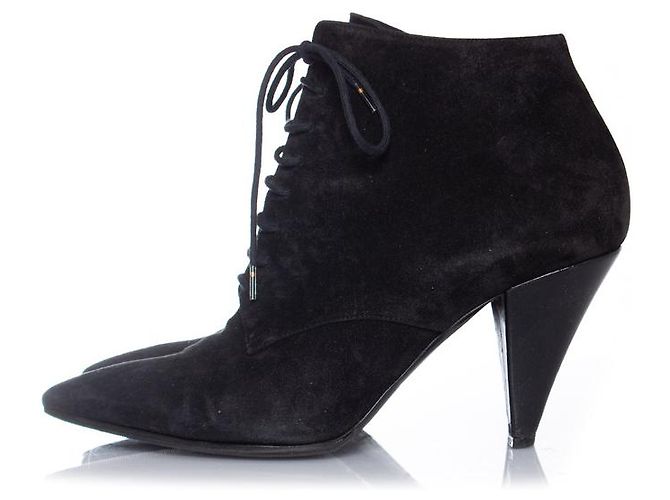 SAINT LAURENT, Stivaletti stringati in camoscio Nero - vista 2