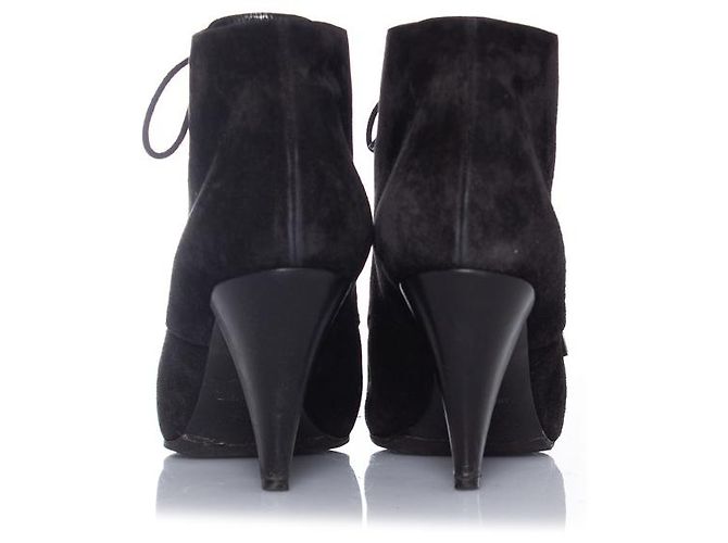 SAINT LAURENT, Stivaletti stringati in camoscio Nero - vista 3