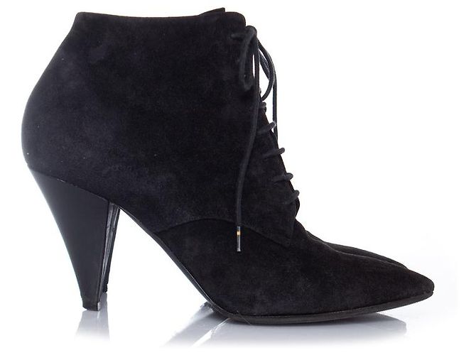 SAINT LAURENT, Stivaletti stringati in camoscio Nero - vista 4