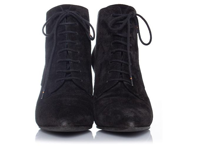SAINT LAURENT, Stivaletti stringati in camoscio Nero - vista 5