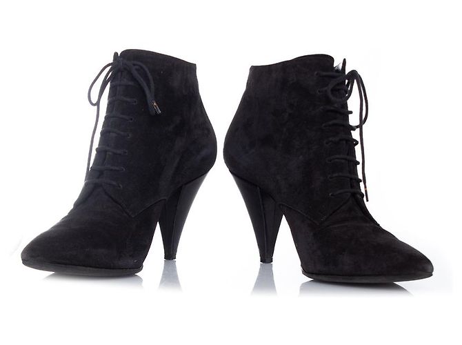 SAINT LAURENT, Stivaletti stringati in camoscio Nero - vista 6