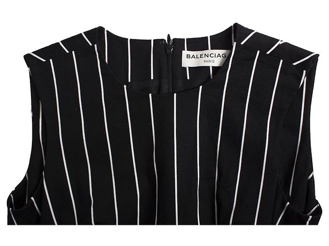 balenciaga, Vestido largo con estampado de rayas Negro - vista 6