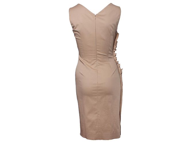 Christian Dior, Vestido beige arrugado sin mangas Castaño - vista 2