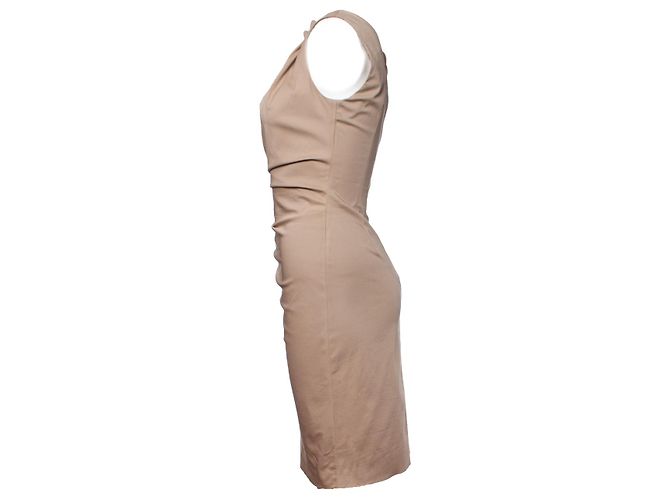 Christian Dior, Vestido beige arrugado sin mangas Castaño - vista 4