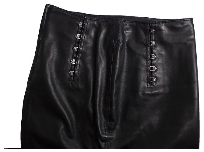 Gianni Versace, saia de couro com alfinetes de medusa Preto - vista 8
