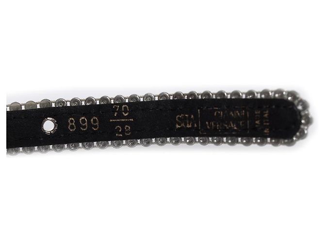 Gianni Versace, Canvas-Medusa-Gürtel mit Strass Schwarz - Ansicht 7