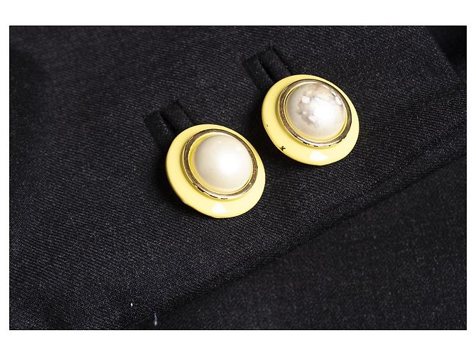 Gianni Versace Couture, Maxiblazer mit gelbem Kragen Schwarz - Ansicht 7