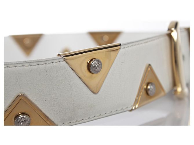Gianni Versace, cinto com aplicações de triângulo dourado Branco - vista 7