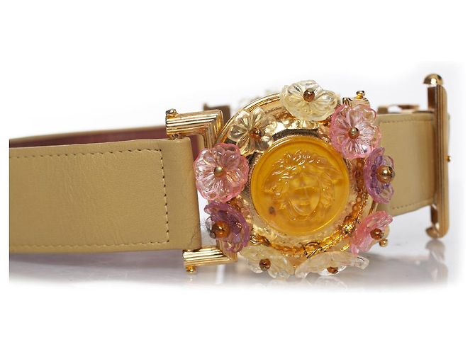 Gianni Versace, Gürtel mit floralen Medusa-Applikationen Gelb - Ansicht 9