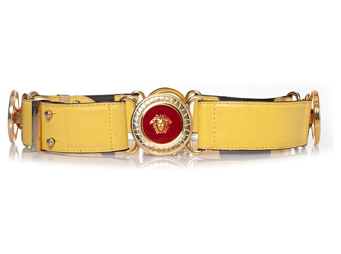 Gianni Versace, Cinturón de piel con Medusa Amarillo - vista 2