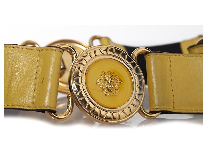 Gianni Versace, Cinturón de piel con Medusa Amarillo - vista 7