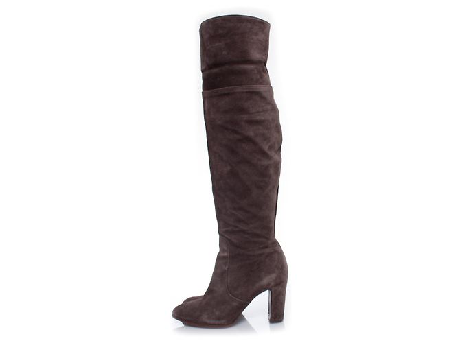 Autre Marque Paul Warmer, Suede overknee boots Brown - view 2