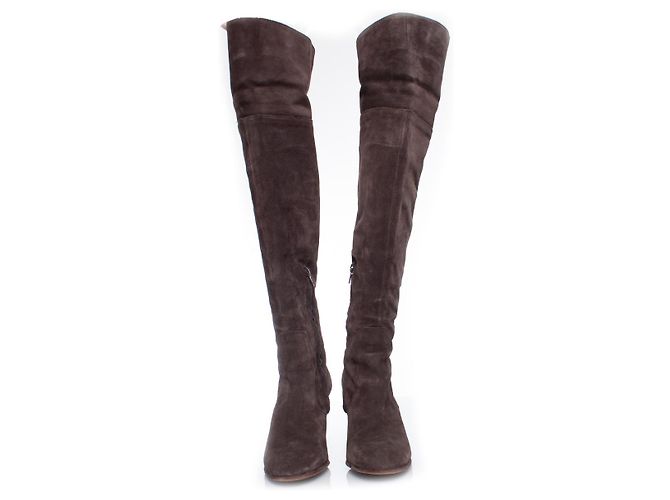 Autre Marque Paul Warmer, Suede overknee boots Brown - view 3