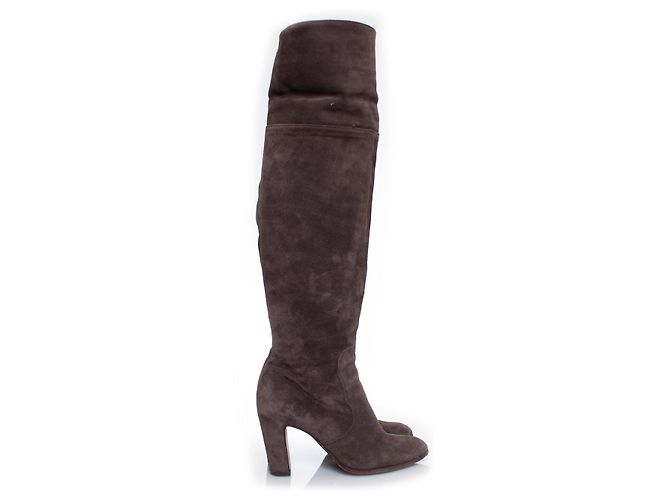 Autre Marque Paul Warmer, Suede overknee boots Brown - view 4